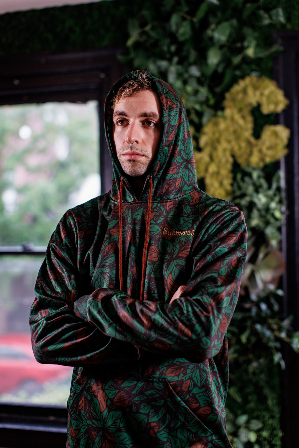 Sublimated All-Over Leave Print Pullover Hoodie