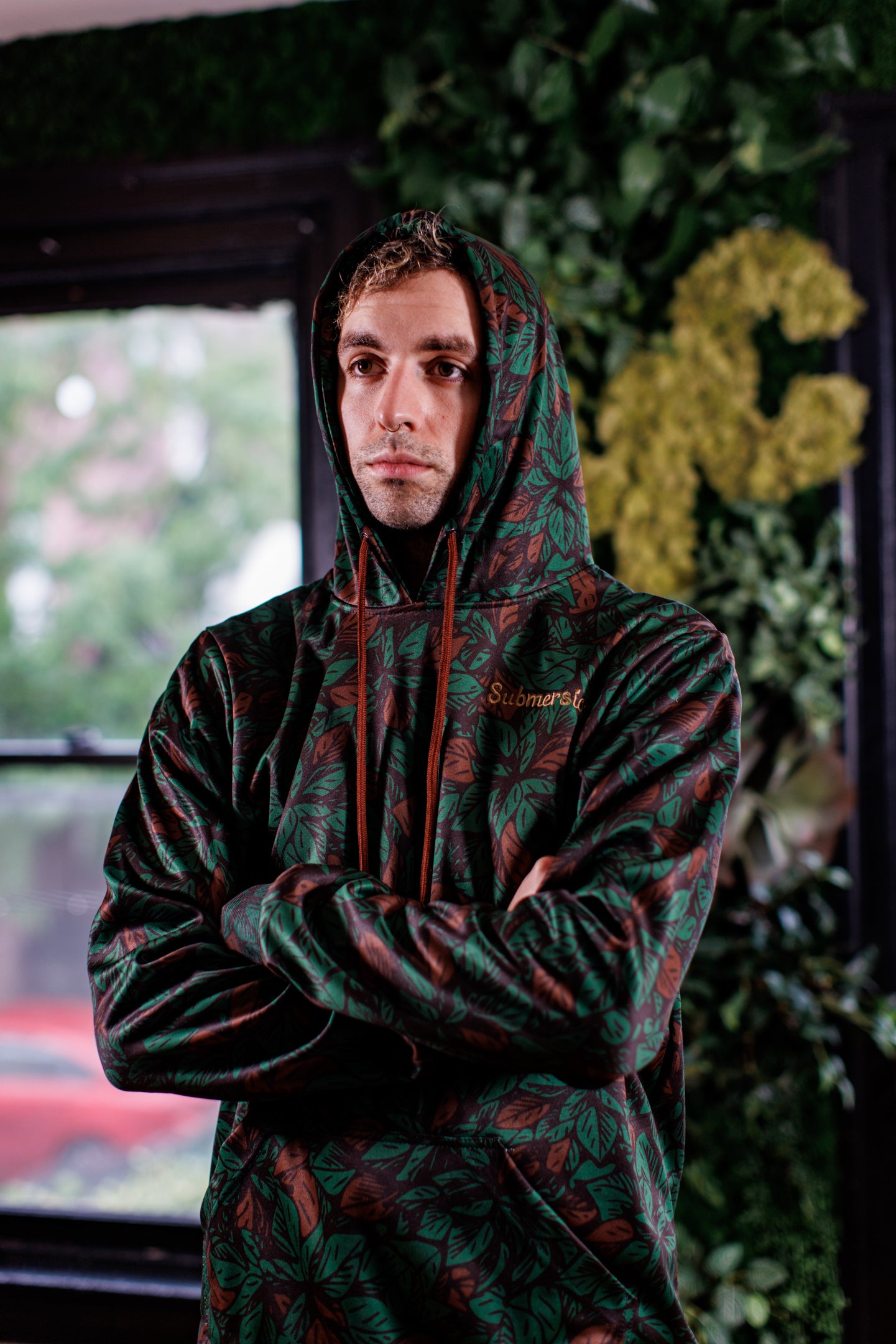 Sublimated All-Over Leave Print Pullover Hoodie