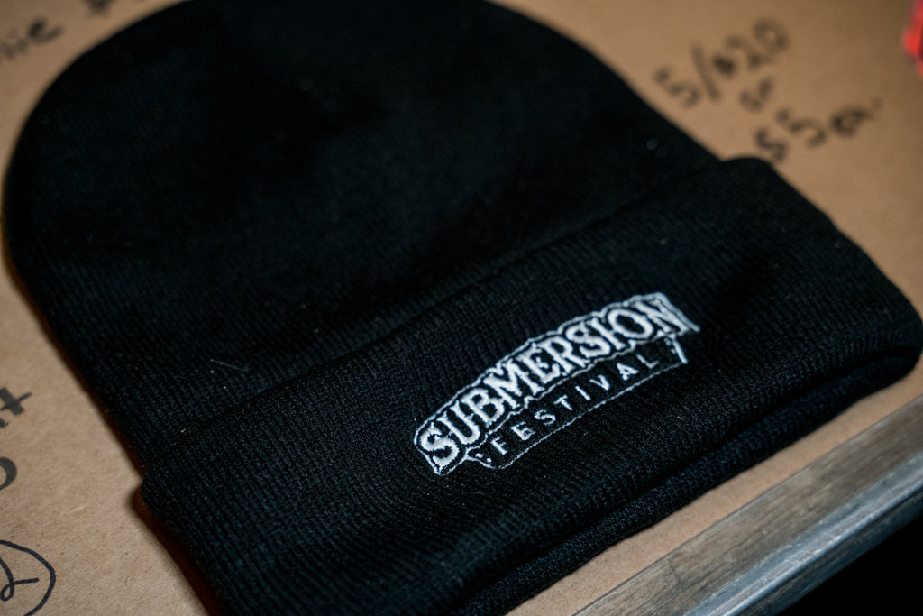 V1 Black Embroidered Beanie
